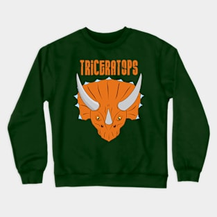 Triceratops Head With Orange Text Design Crewneck Sweatshirt